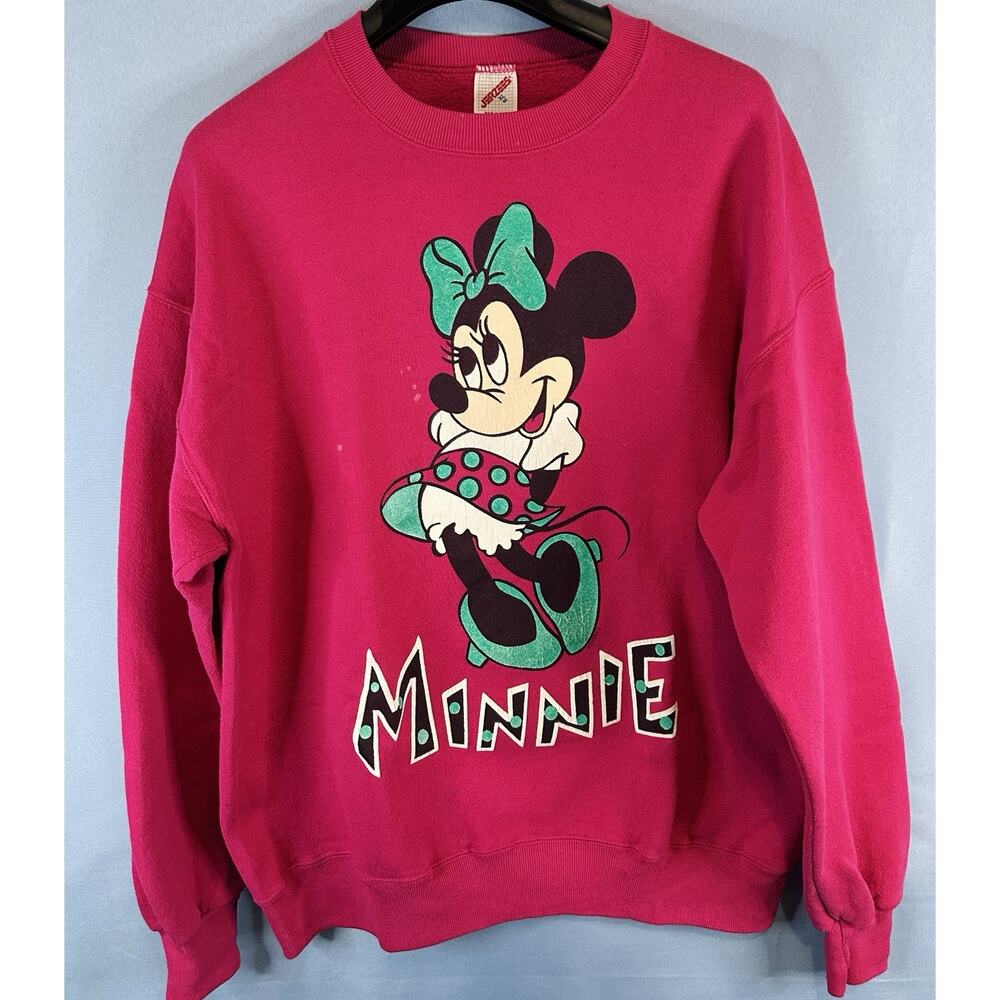 Vintage Minnie Mouse Pink Sweatshirt Jerzees XL Made in USA